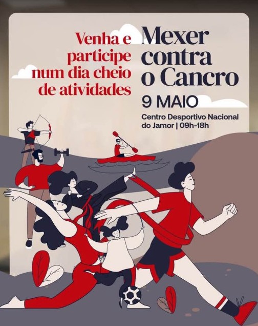 Mexer contra o Cancro no dia 9 de Maio no Centro Desportivo Nacional do Jamor